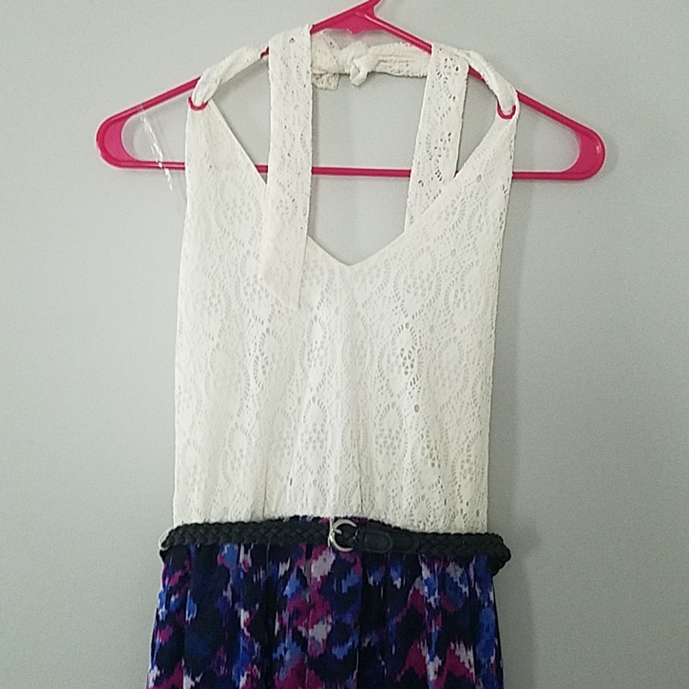 Crochet-Detailed Halter Maxi Dress
